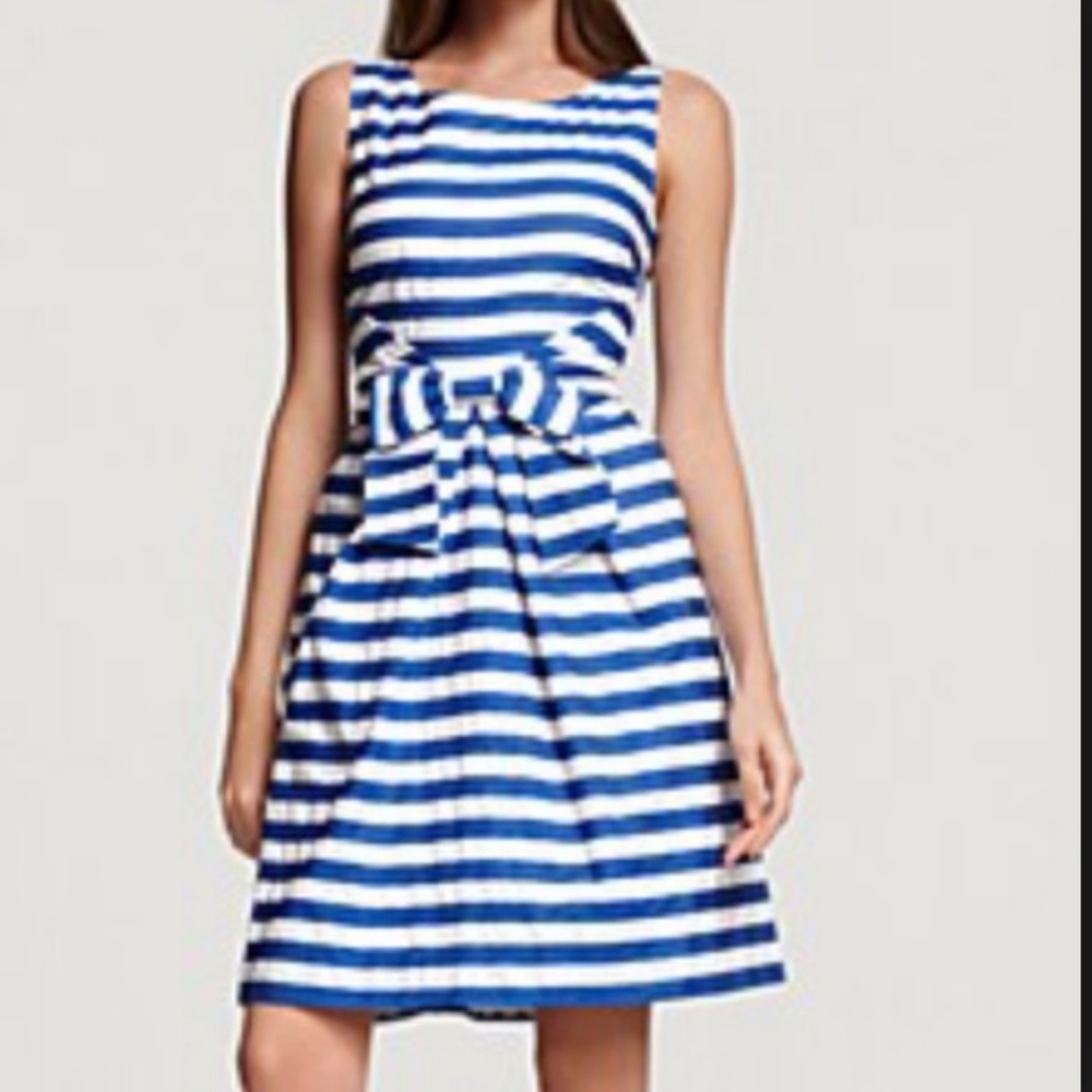 kate spade striped Jillian blue white bow dress 6